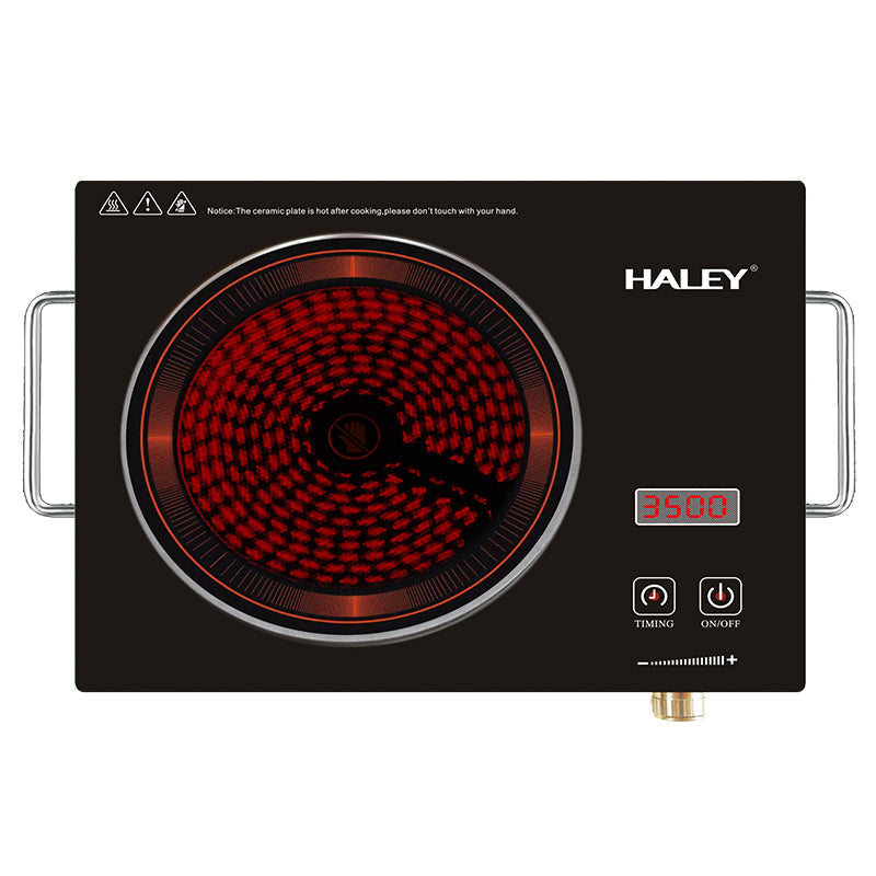 Plită cu Inducție HALEY 3500W, Geam Cristal Negru, Timer, Control Tactil, Oprire Automată, Protecție la Supraincălzire